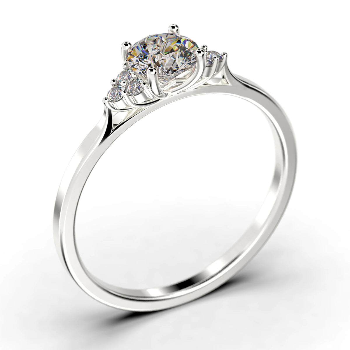 1.25 Carat Round Cut Moissanite Engagement Ring in 925 Sterling Silver With 18k White Gold Plating Q1179