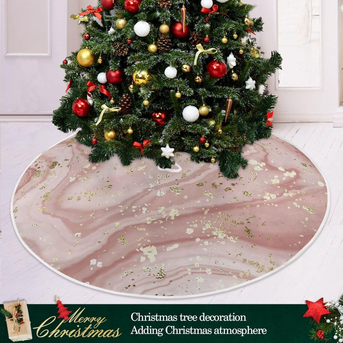 Rose Gold Marble Christmas Tree Skirt P3140