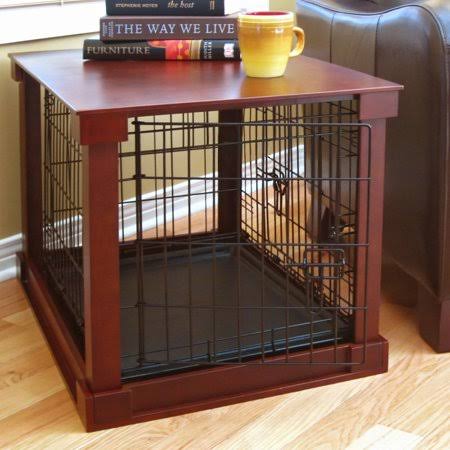 Red Large End Table Pet Crate with Cage Cover T873