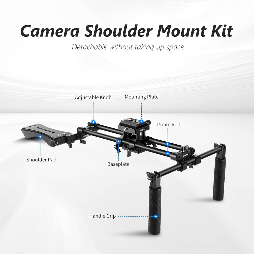 Universal Camera Shoulder Mount with Movable Shoulder Pad, 15mm Rod, 1/4 3/8 QR Plate D128809
