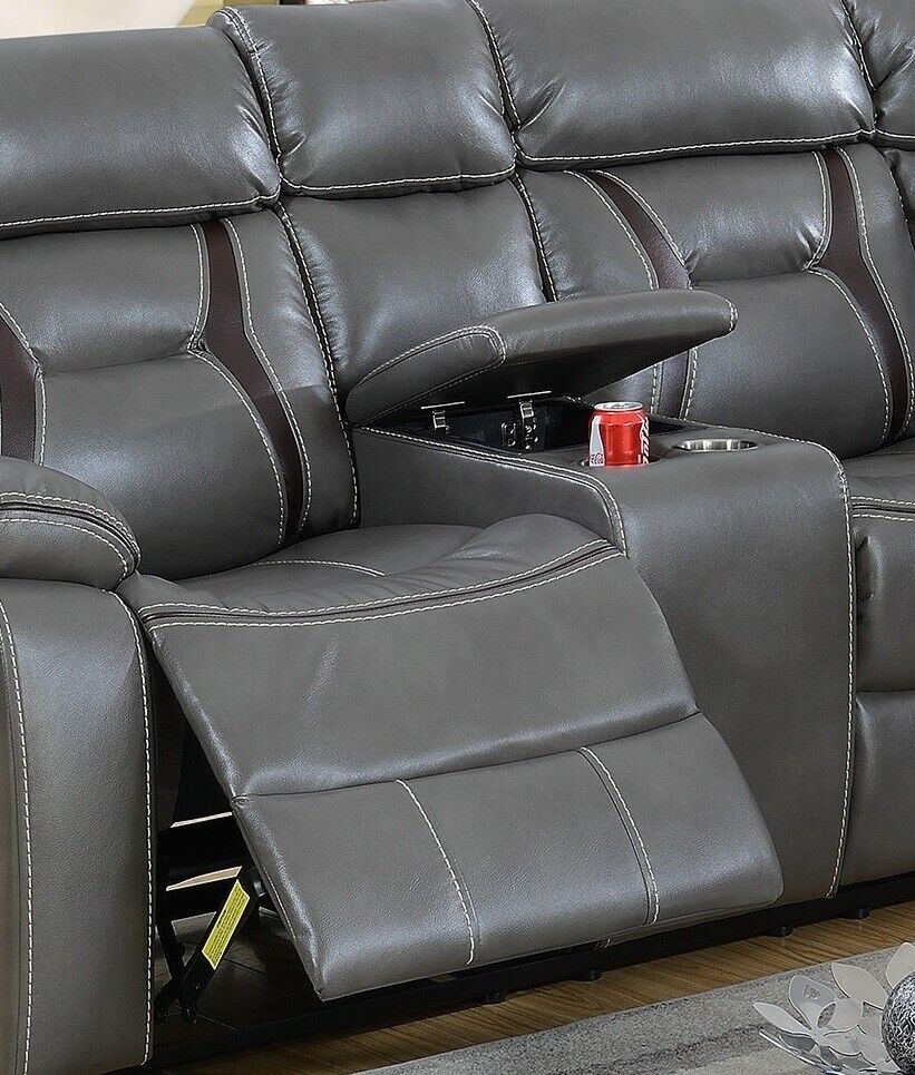Gray Gel Leatherette 5pc Sectional Sofa Set F76939