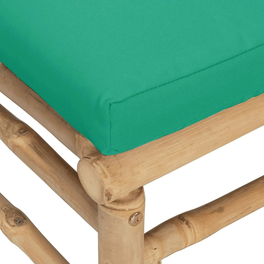 Bamboo Patio Sofa with Green Cushions Y1734