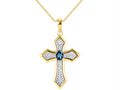 Yellow Gold Plated Silver 925 Cross Necklace with Genuine Diamonds Pendant, 18" Chain O47264