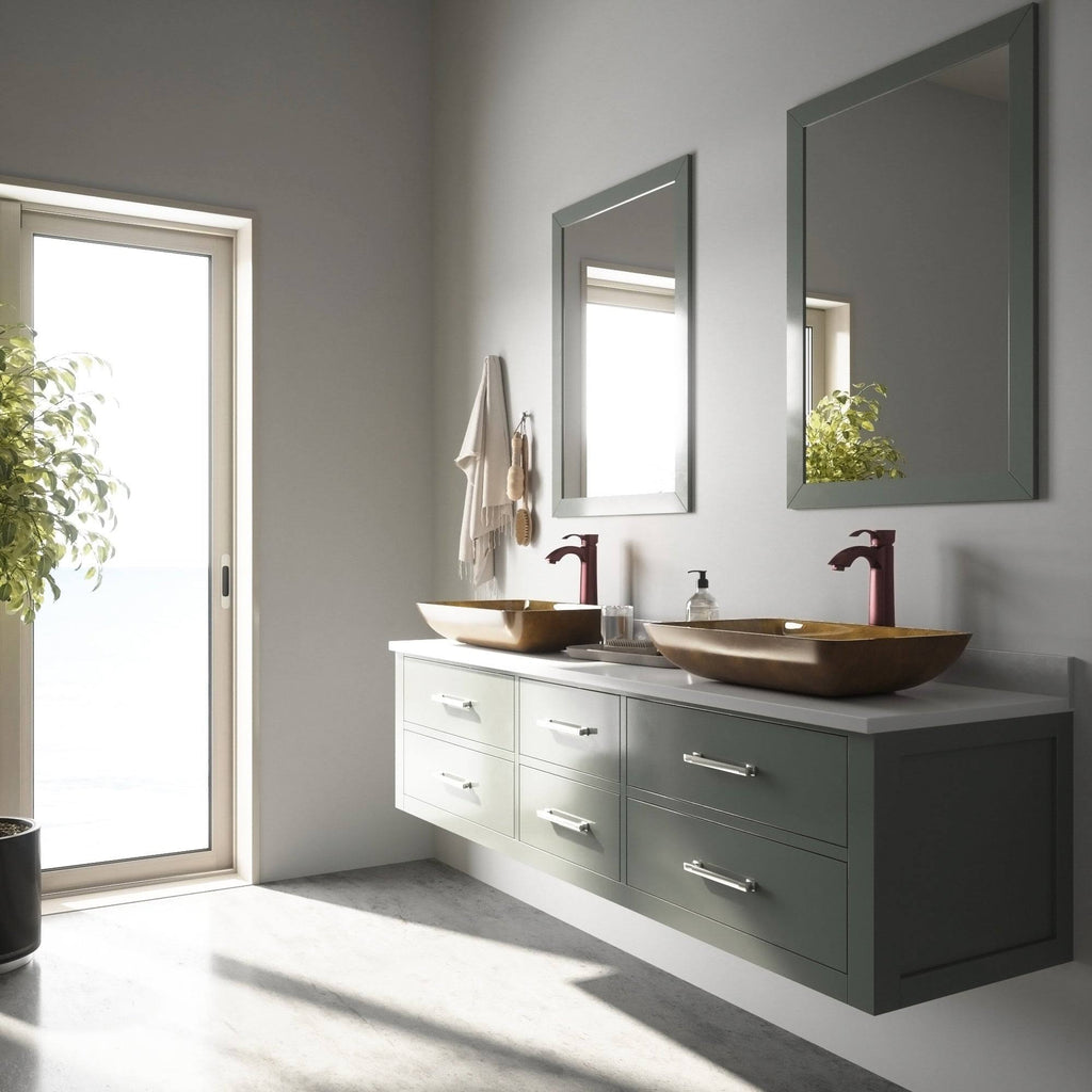Bronze Rectangular Vessel Bathroom Sink with Faucet L64832