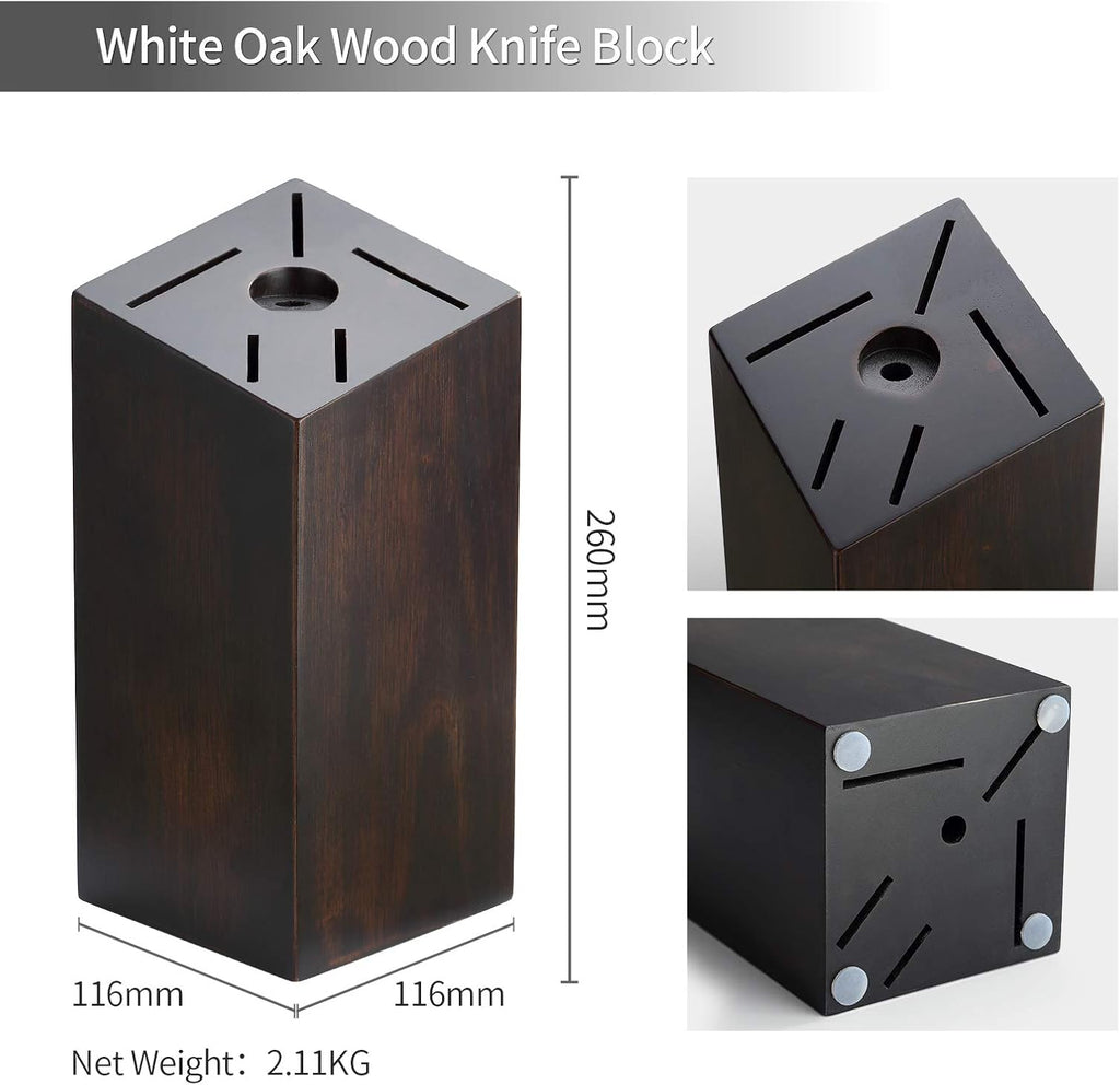 Damascus Steel 7-Piece Kitchen Knife Set with Wooden Block and Honing Steel M81972