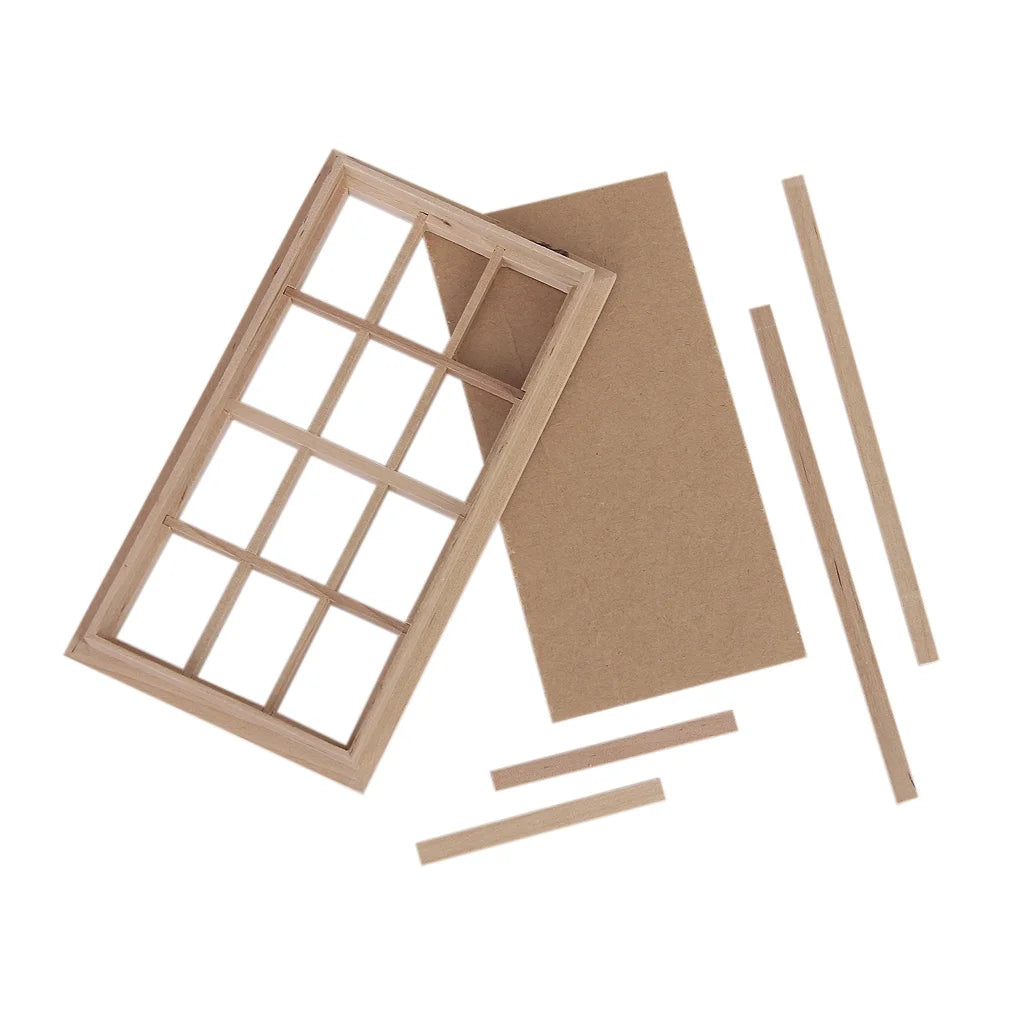 Vintage 12-pane Wooden Dolls House Window P314