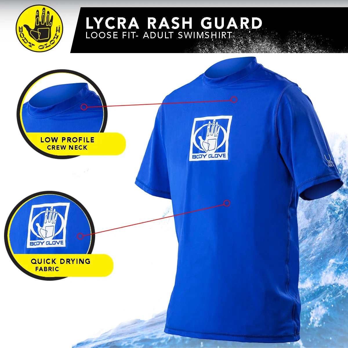 Blue Loose Fit Rash Guard Swimshirt H2438