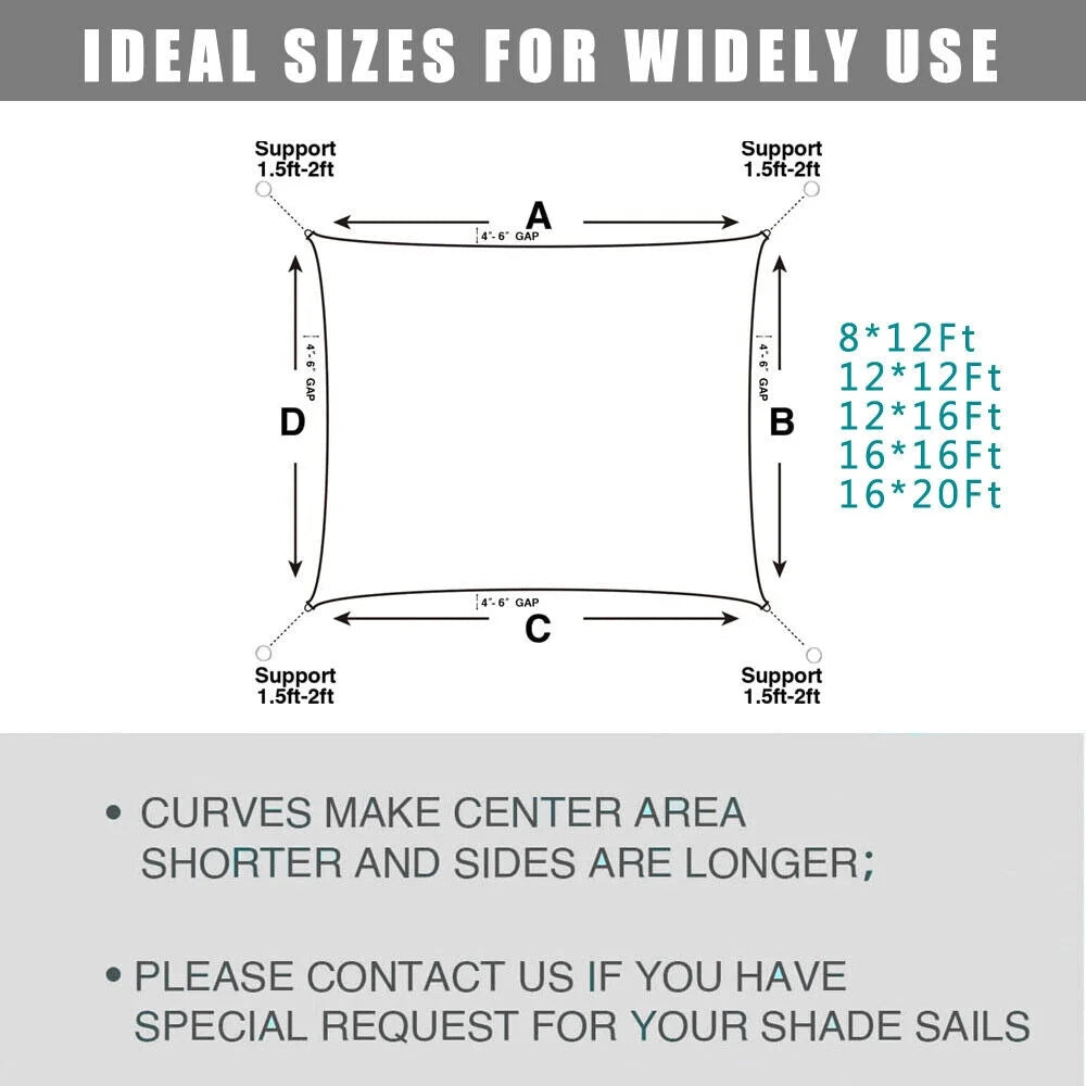 Waterproof Shade Sail Sun Canopy Cover T973998