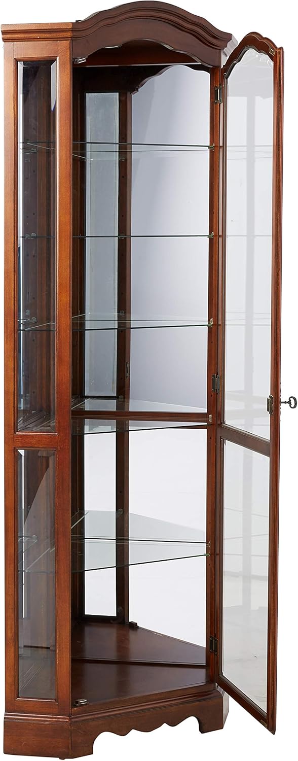 Medium Brown Corner Curio Cabinet N6744