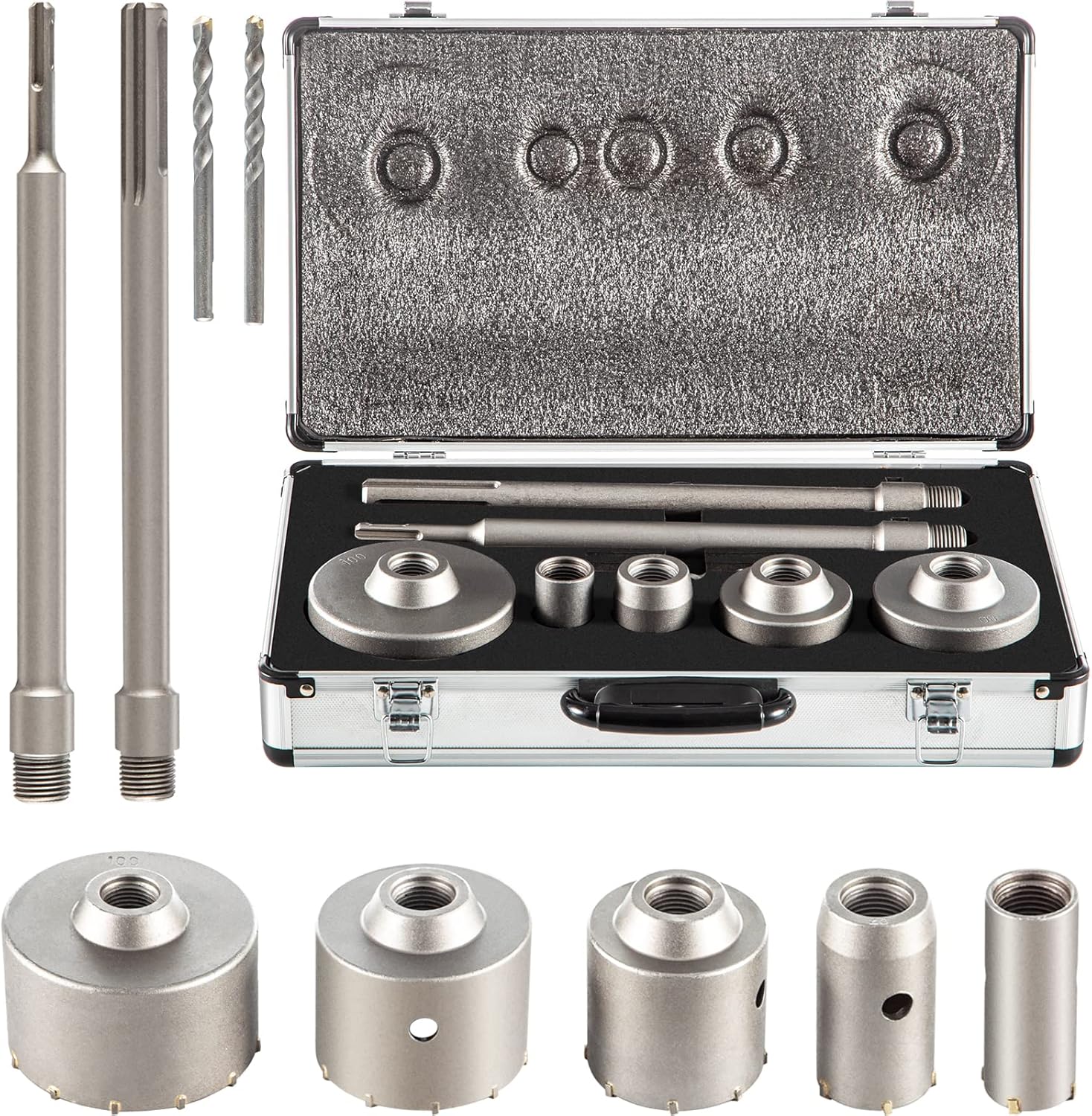 Concrete Hole Saw Kit, 3-15/16" Drill Bit Set, SDS Plus & SDS MAX Shank, Pack of 2 V252490