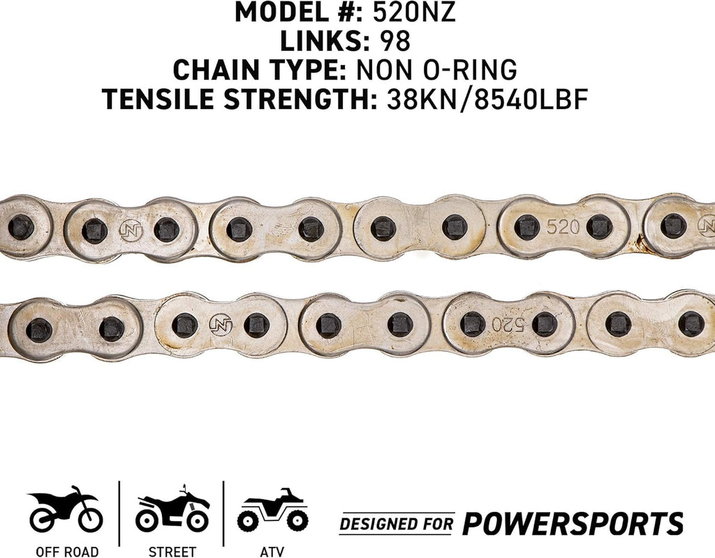 Drive Sprocket Chain Combo Front 13 Rear 40 Tooth 520NZ Standard 98 Links Pack of 2 P287