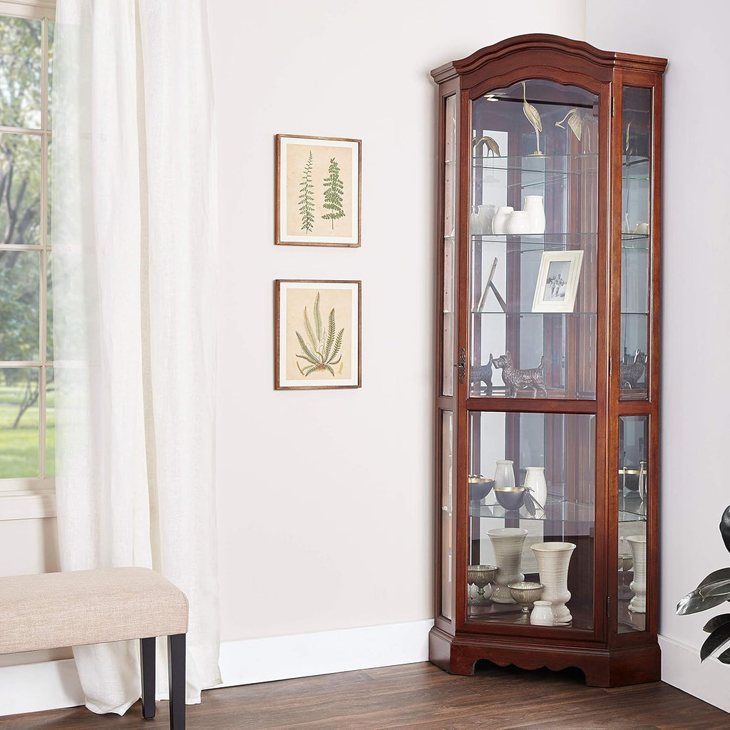 Medium Brown Corner Curio Cabinet N6744