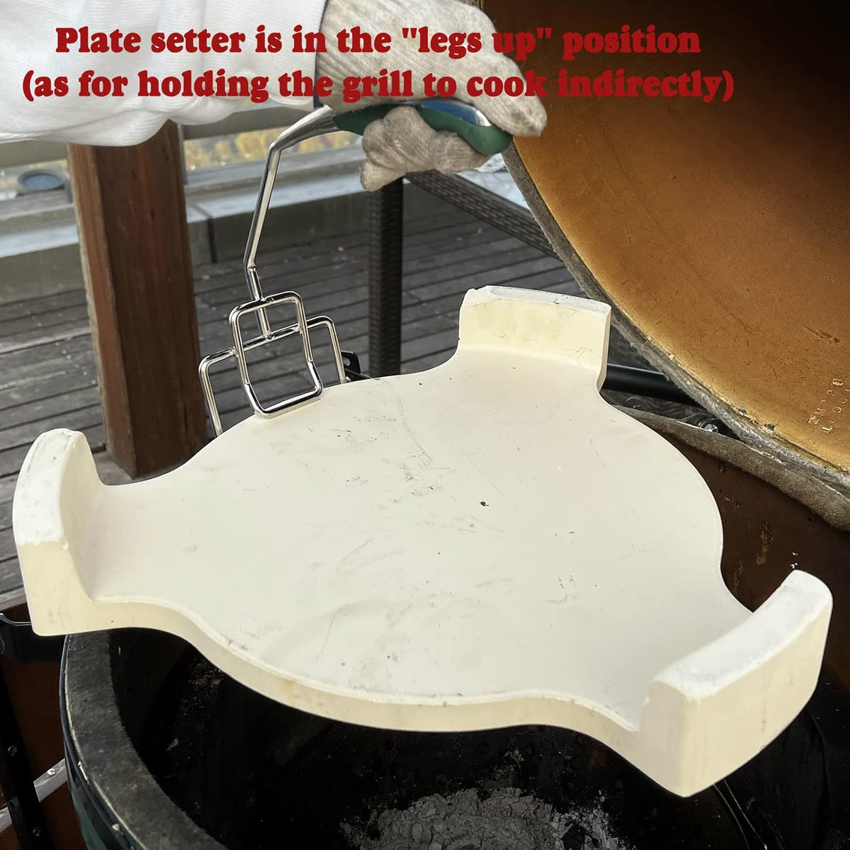 Heavy Duty Plate Setter Lifter BBQ Heat Deflector Tools Pizza Stone Plate Setter N9561
