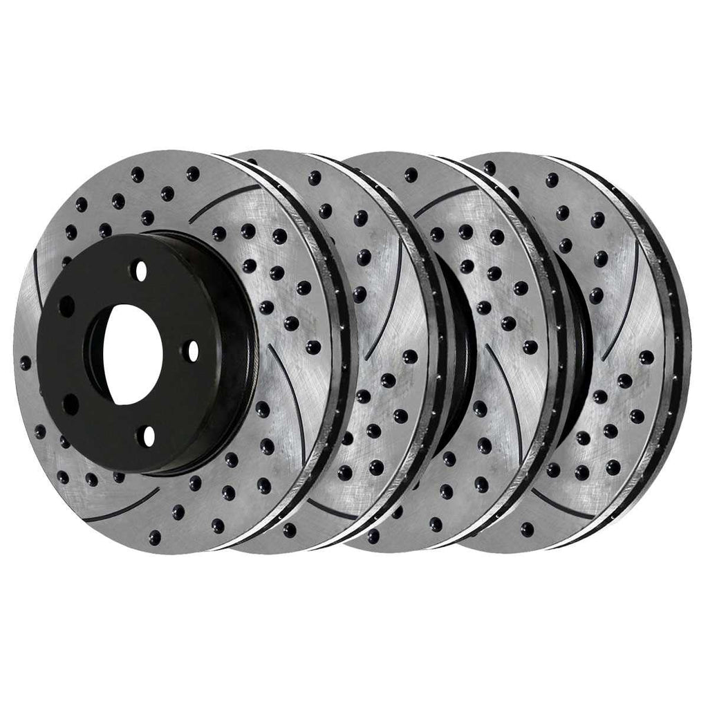 Drilled Slotted Brake Rotors Black Set of 4 B202991