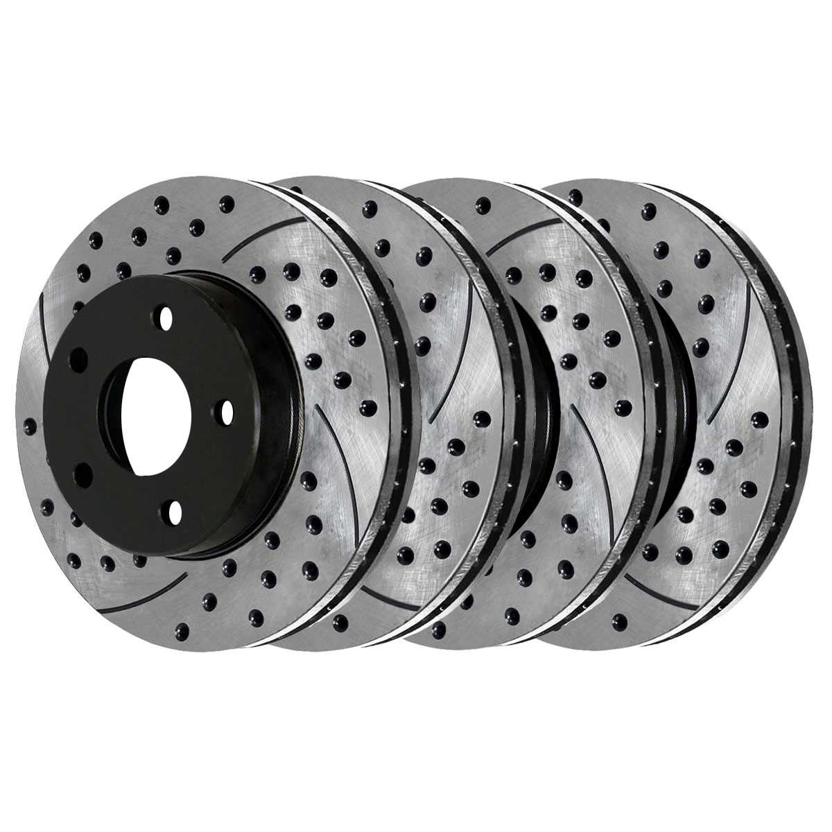 Drilled Slotted Brake Rotors Black Set of 4 B202991