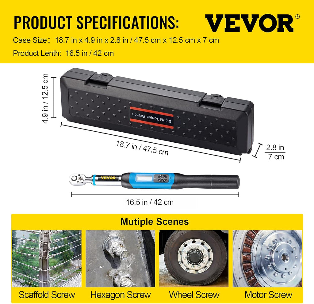 3/8 Drive Digital Torque Wrench with LED Display and Case K805