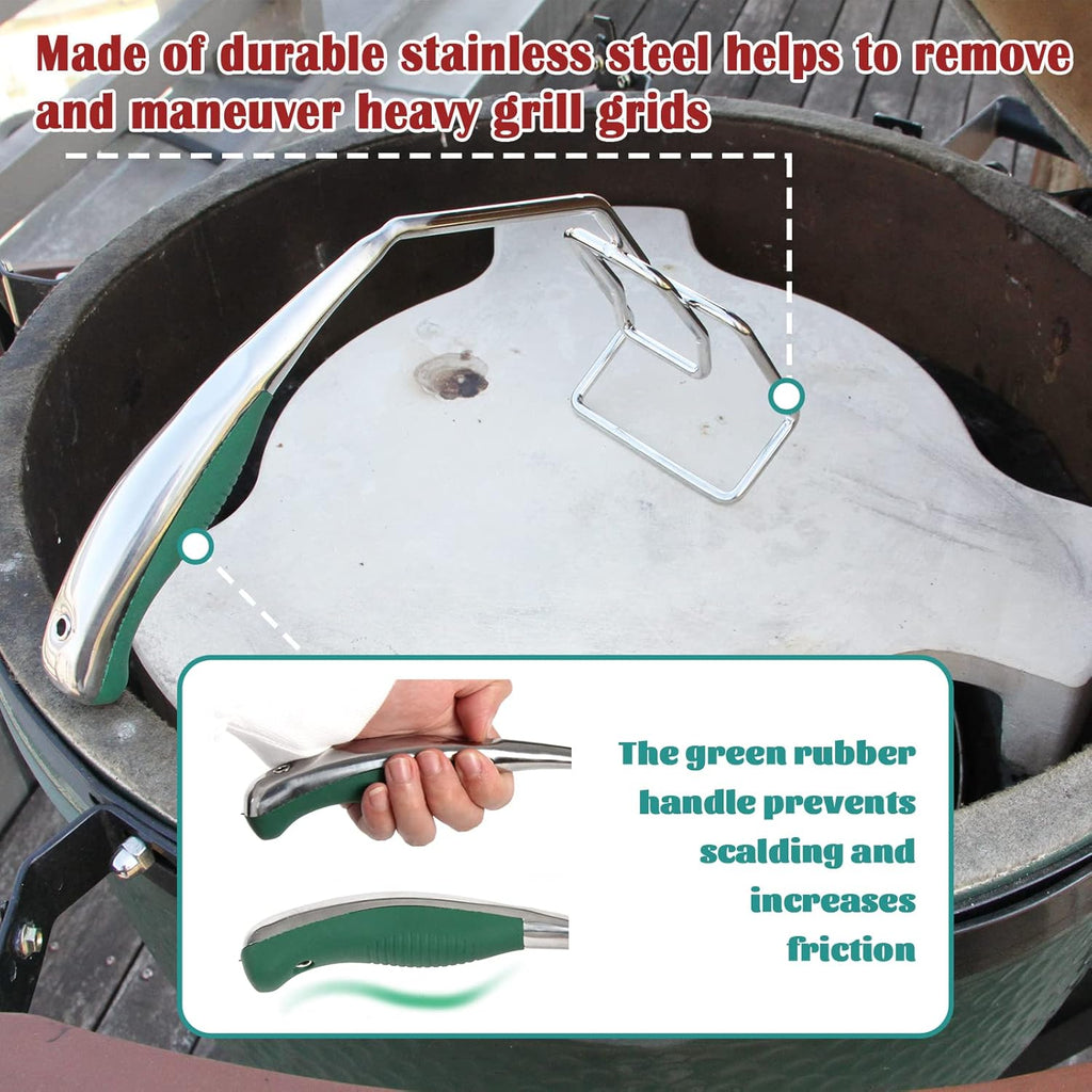 Heavy Duty Plate Setter Lifter BBQ Heat Deflector Tools Pizza Stone Plate Setter N9561