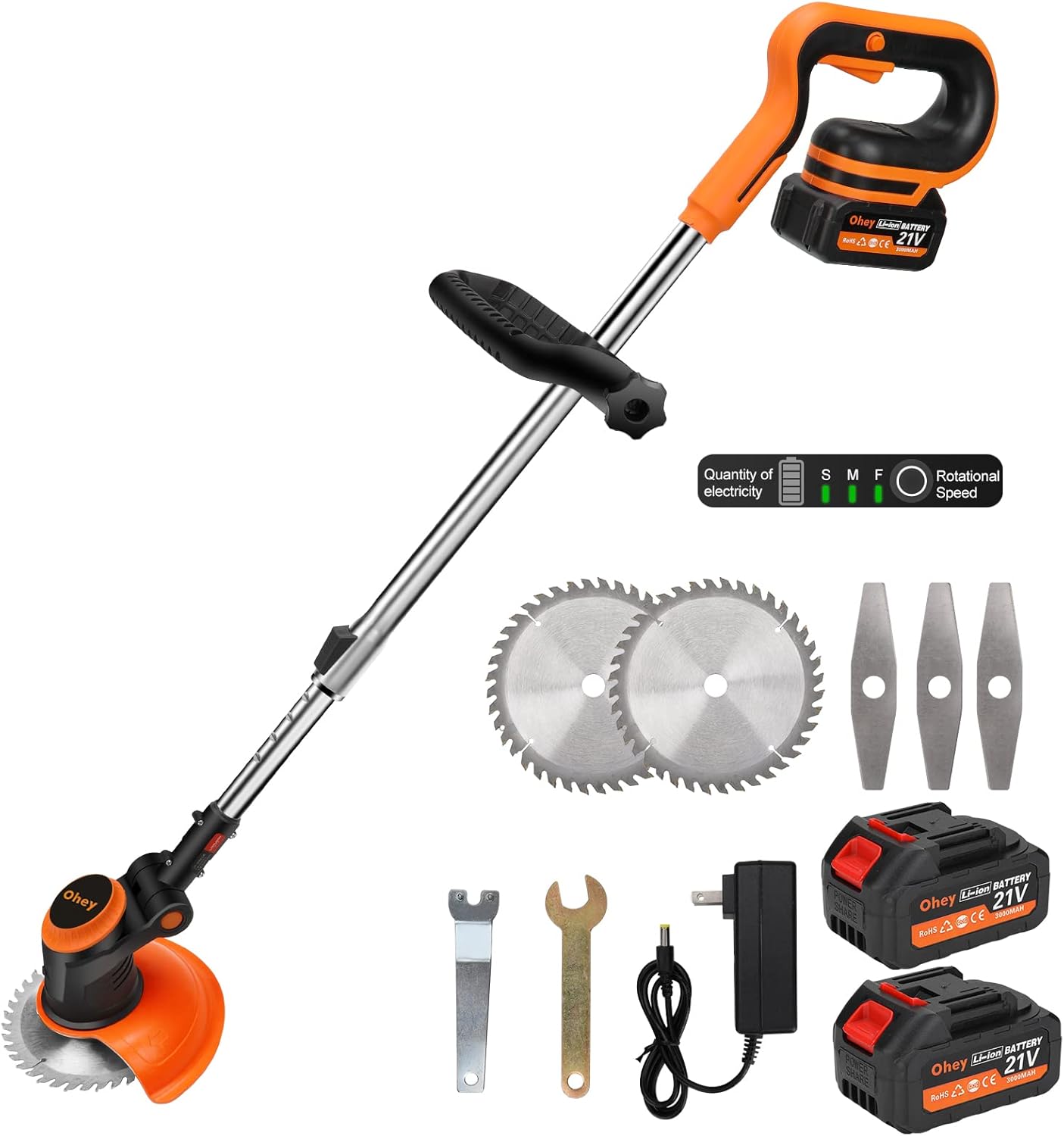 Cordless Electric Weed Trimmer with Power Display X63451
