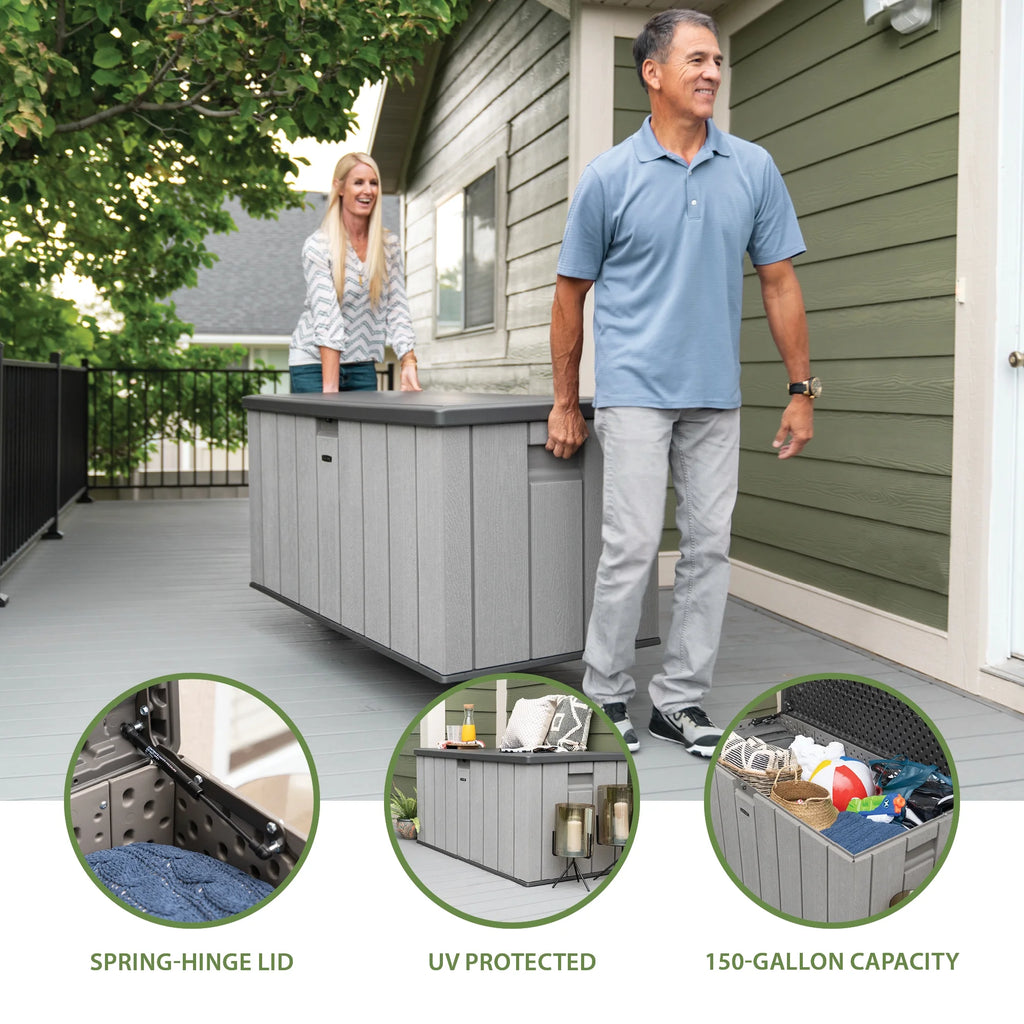150 Gallon Outdoor Storage Deck Box, Storm Dust Gray M451