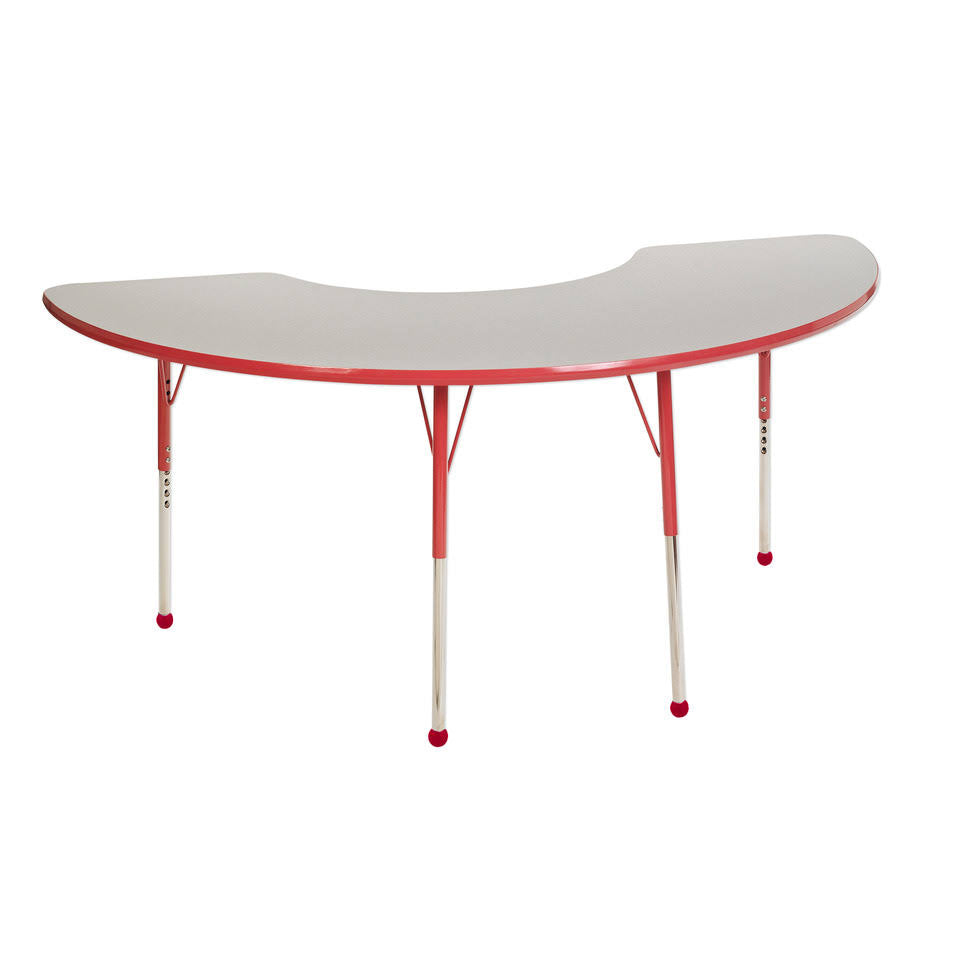 36in x 72in Half Moon Adjustable Activity Table Grey/Red G749