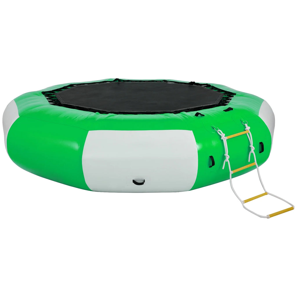 13ft Inflatable Water Bouncer, Green Water Trampoline Swim Platform C708297