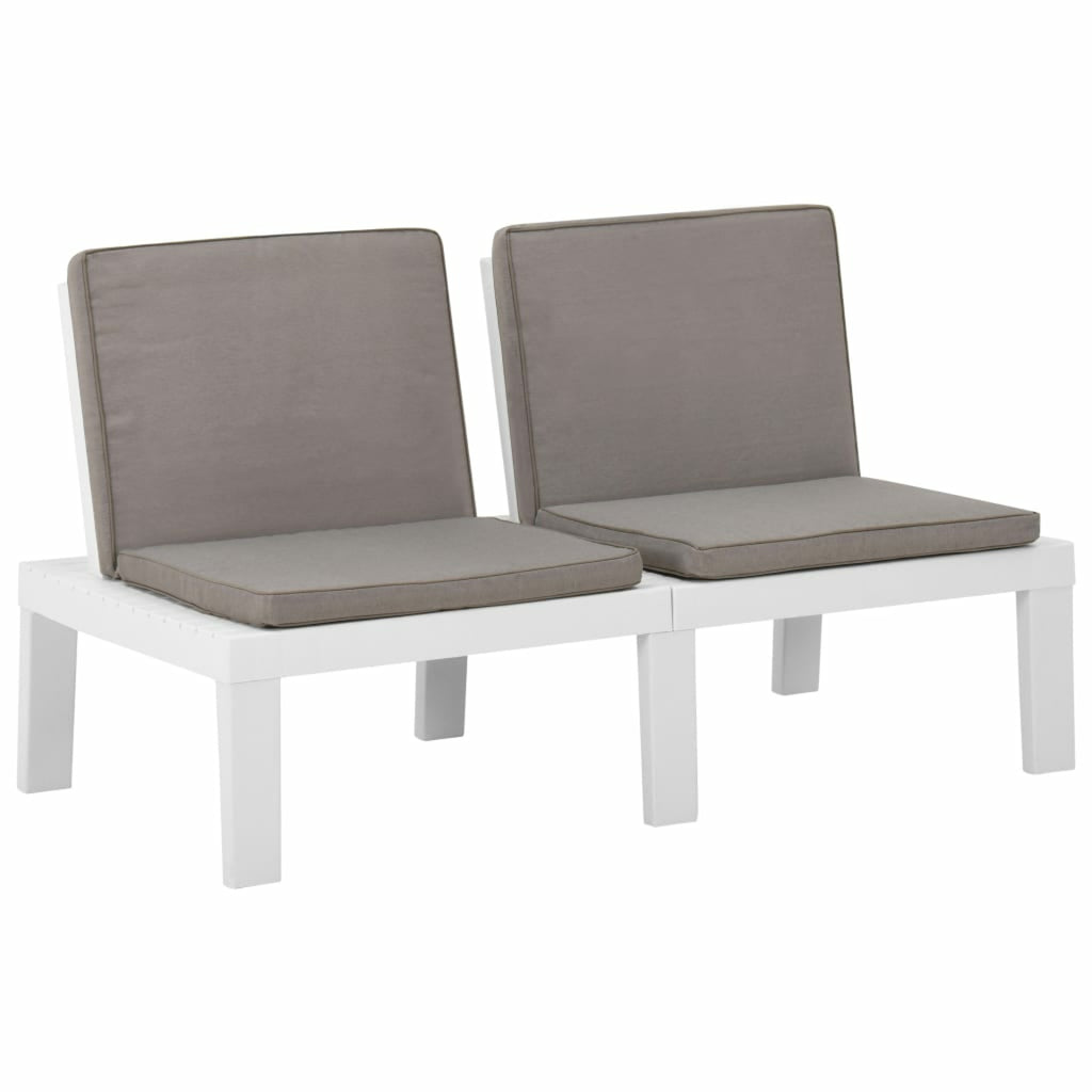 4 Piece Patio Lounge Set with Anthracite Cushions Plastic White Outdoor Sectional Sofa Set K1917
