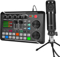Podcast Equipment Bundle, Audio Interface with DJ Mixer and Sound Card, Cardioid Microphone, Portable Mixer Audio, Pack of 2 L58734