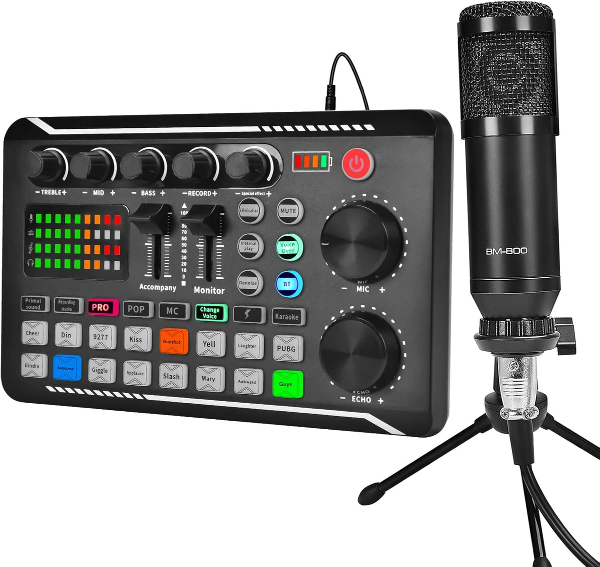 Podcast Equipment Bundle, Audio Interface with DJ Mixer and Sound Card, Cardioid Microphone, Portable Mixer Audio, Pack of 2 L58734