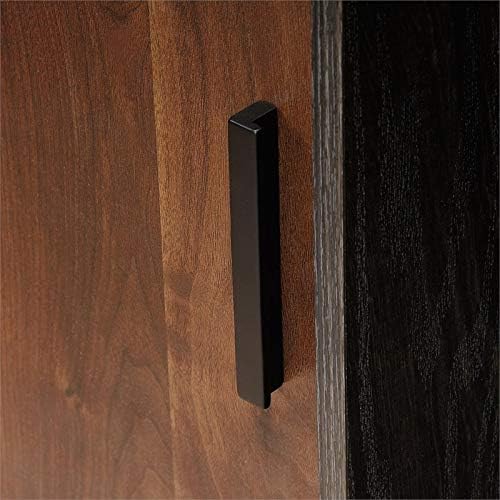 Industrial Tall 3 Adjustable Shelves Bookcase with Door in Grand Walnut and Black T86721