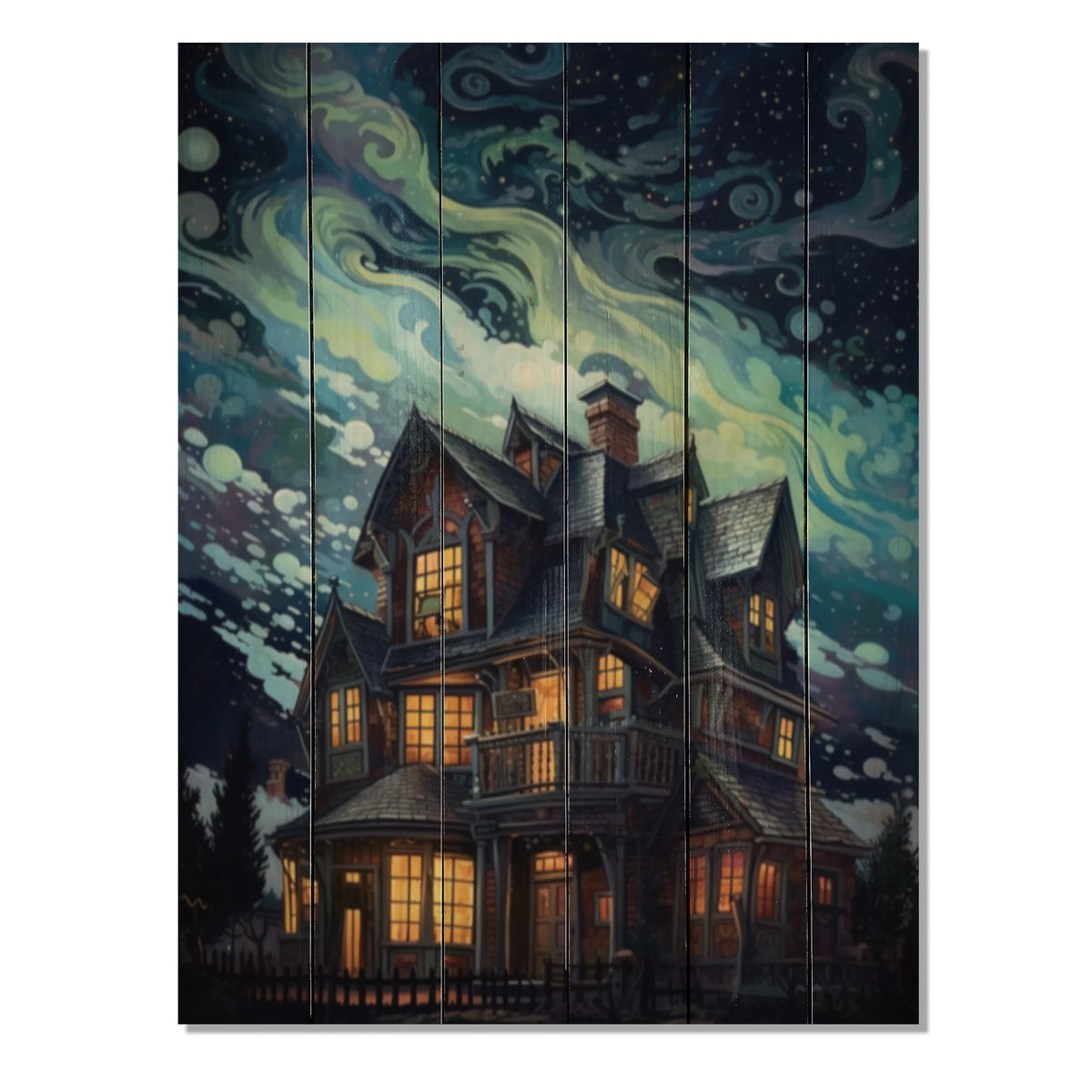 Castles Print on Natural Pine Wood W3468