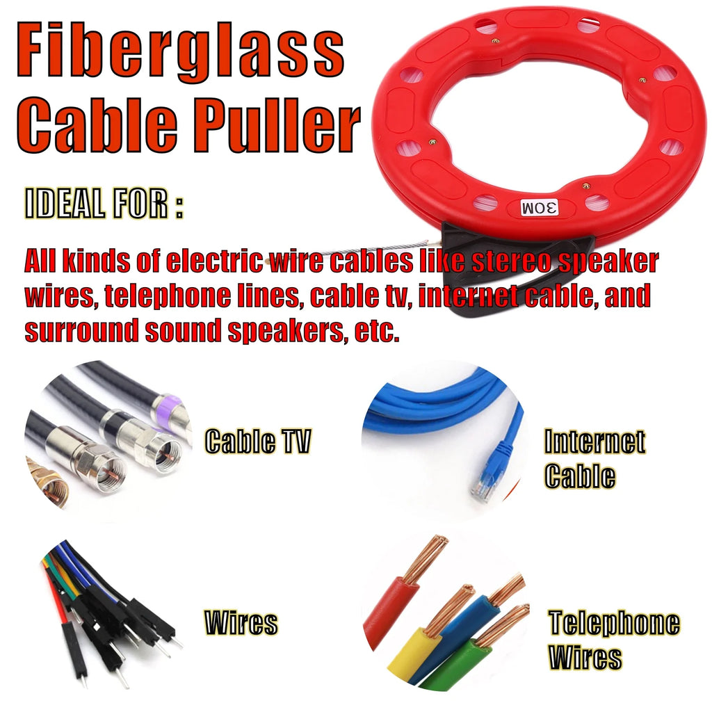 Fiberglass Fish Tape Reel Puller with Impact Case D370373
