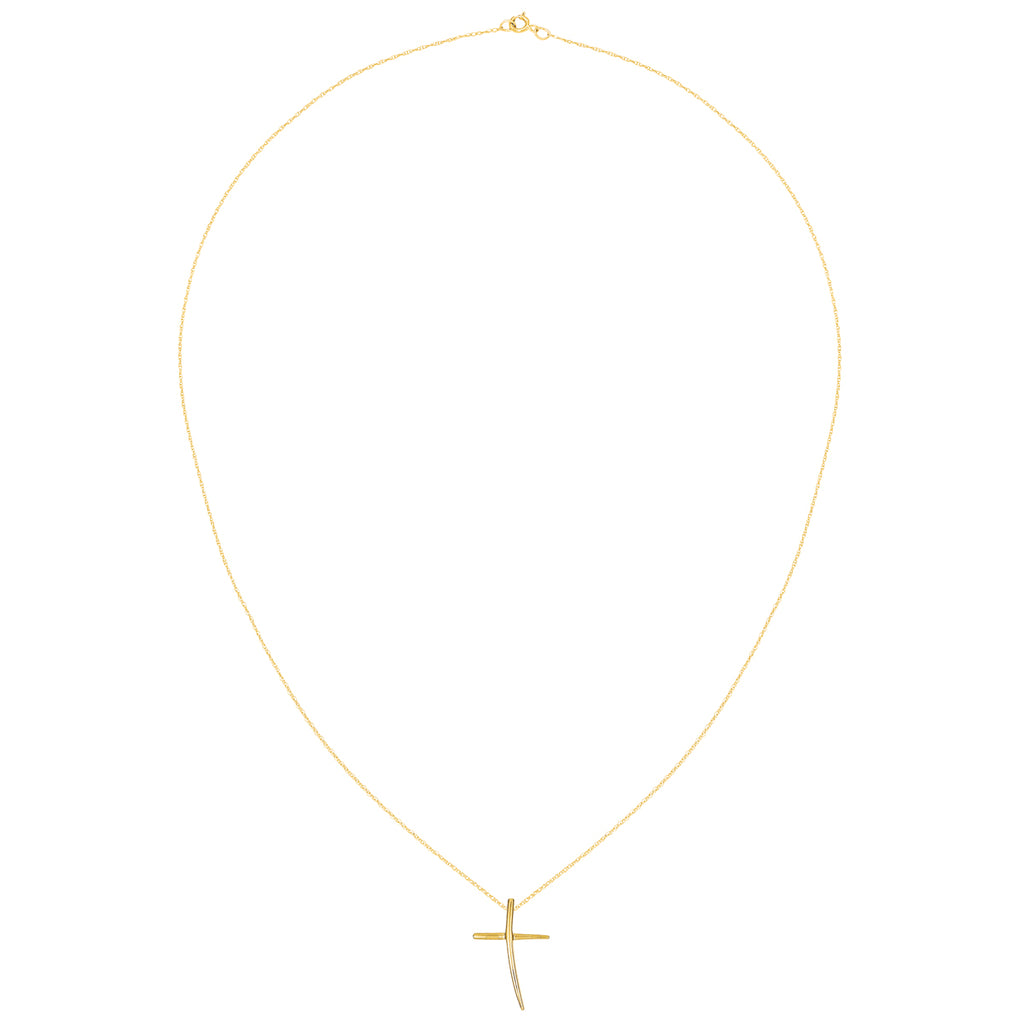 14 Karat Yellow Gold Polished Cross Pendant with 18-inch Chain H9500