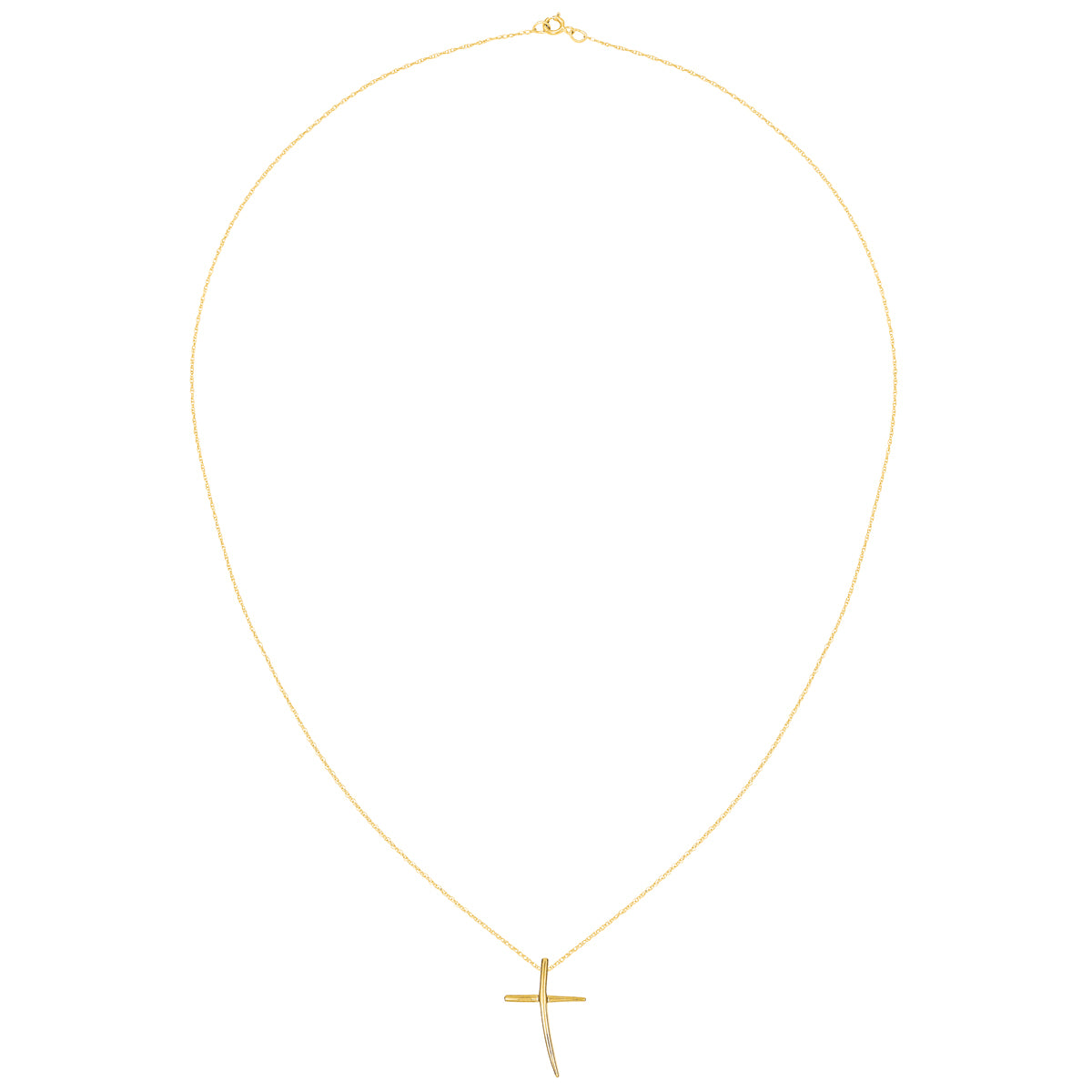 14 Karat Yellow Gold Polished Cross Pendant with 18-inch Chain H9500