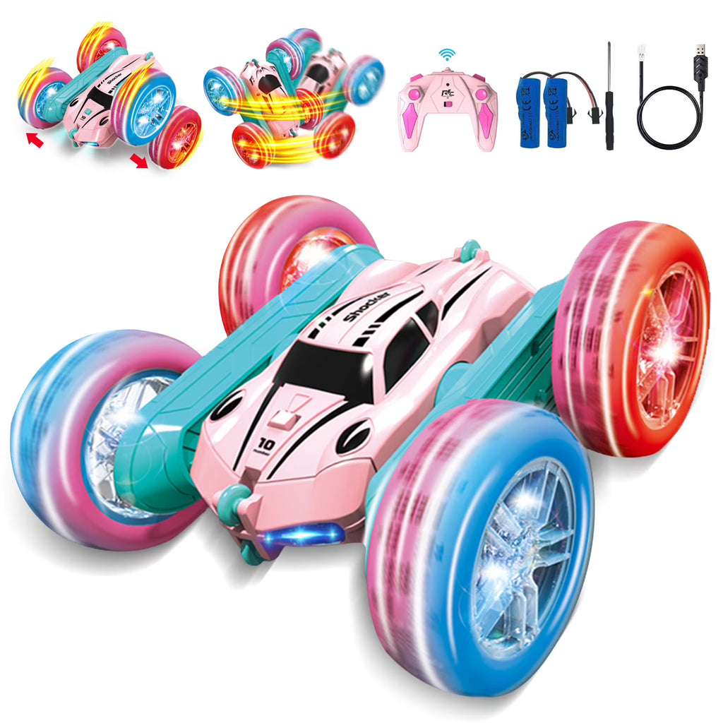 Pink Remote Control Stunt Car with Wheel Lights P714586