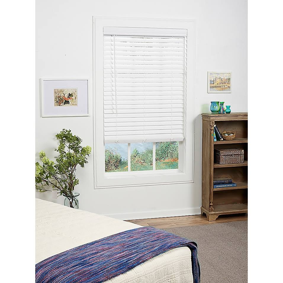 Cordless Faux Wood Blind in White W108624