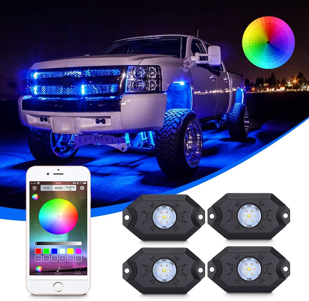 12 Pod Waterproof LED Rock Lights Kit with Bluetooth Controller E290002