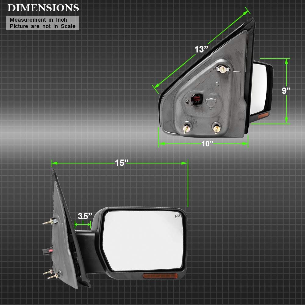 2004 2006 Ford F150 Pickup LED Power Heated Side Mirrors Set V977