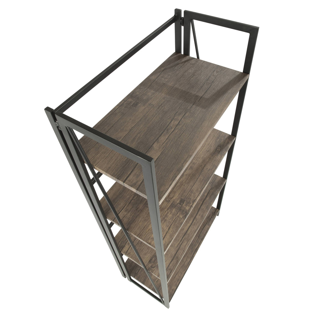 Black Metal and Wood Industrial Bookcase F781326