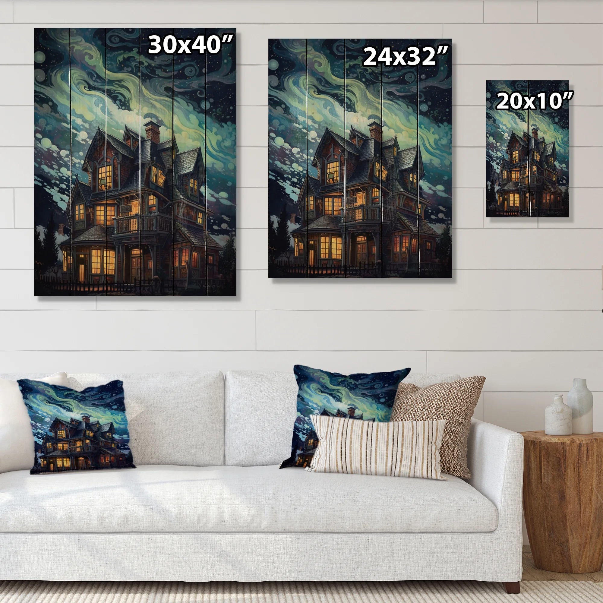 Castles Print on Natural Pine Wood W3468