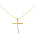 14 Karat Yellow Gold Polished Cross Pendant with 18-inch Chain H9500