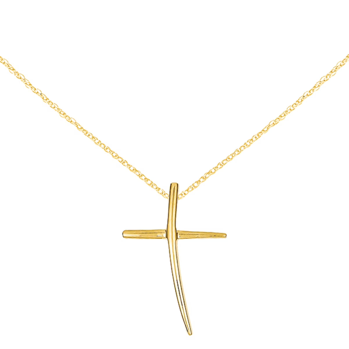 14 Karat Yellow Gold Polished Cross Pendant with 18-inch Chain H9500