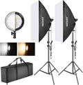 Bi-color Dimmable LED Softbox Lighting Kit with Light Stand V8874