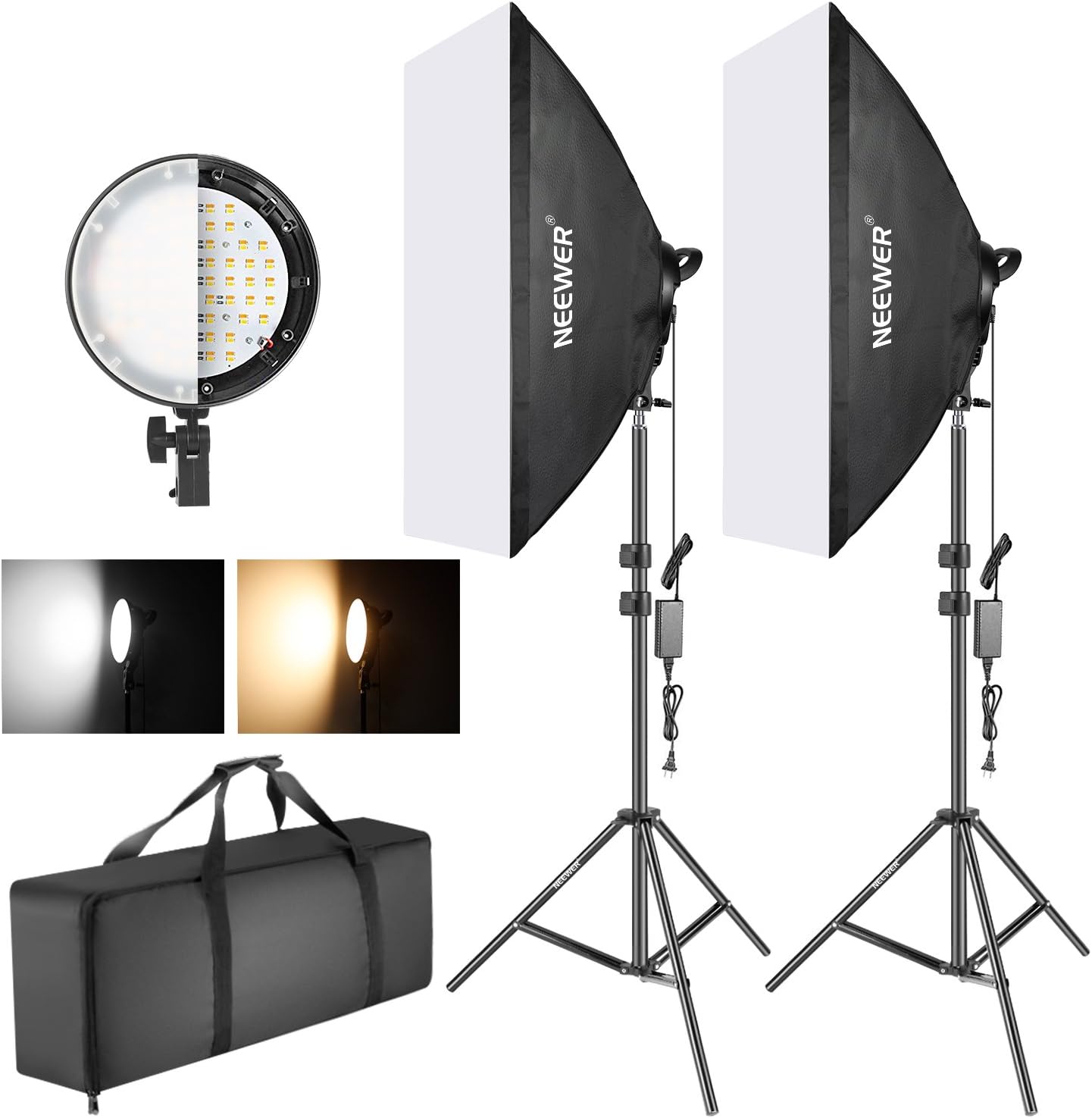 Bi-color Dimmable LED Softbox Lighting Kit with Light Stand V8874