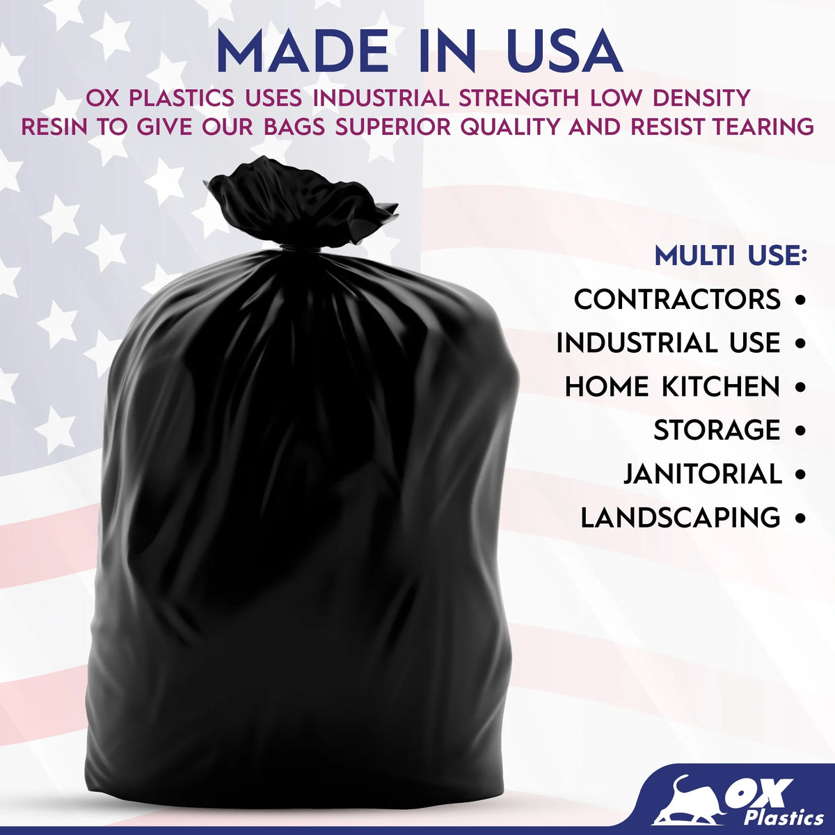 42 Gallon 3mil Black Trash Can Liners Bags 25 Bags V813427