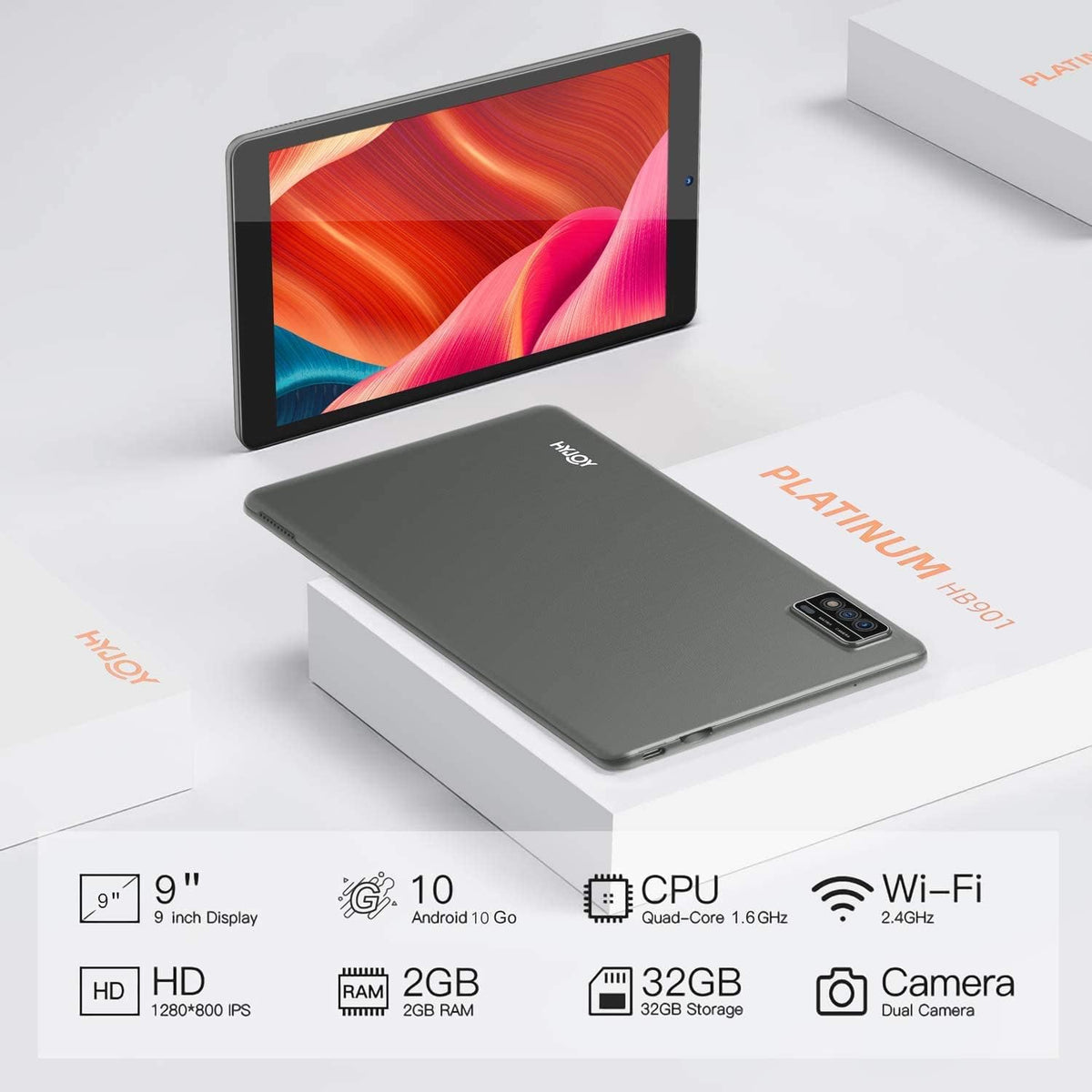 Pack of 2 Tablet 9 Inch Android 10 2GB RAM Quad-Core 4000mAh IPS HD Display M666855