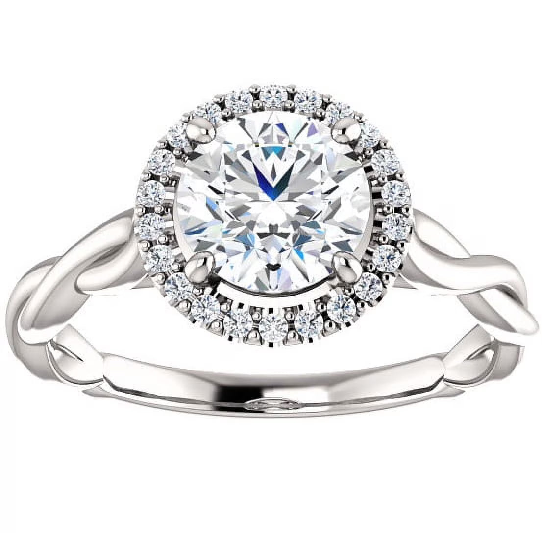 14K White Gold Halo Ring P335