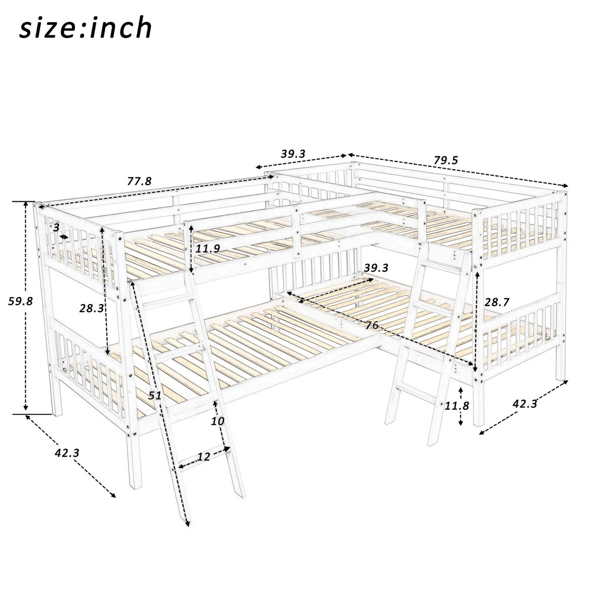 Twin L-Shaped Bunk Bed N865172