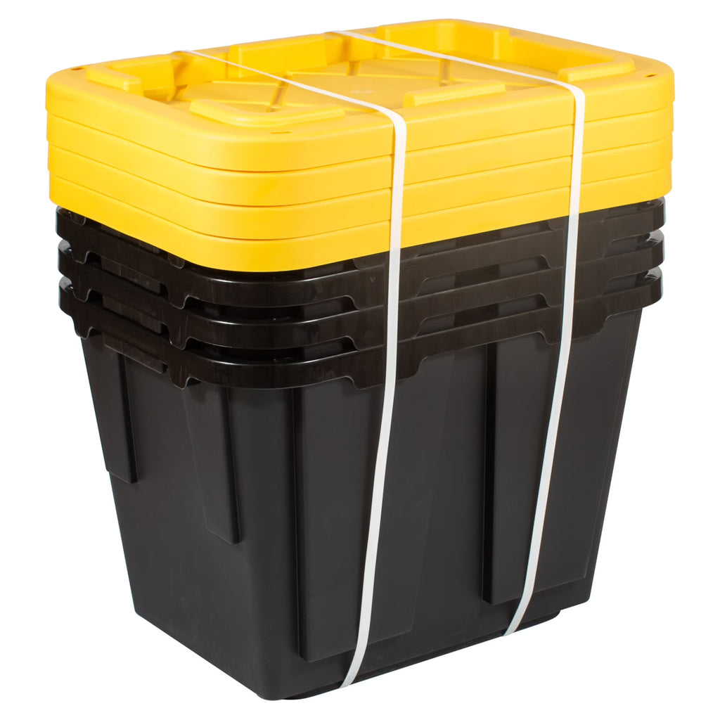 12-Gallon Black/Yellow Pack Of 4 Storage Totes P601651