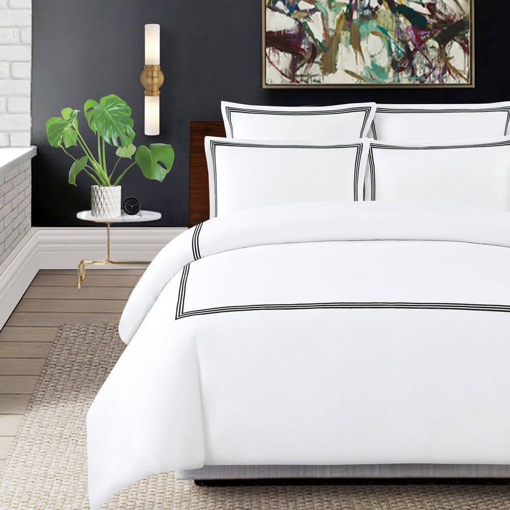 Navy Cotton Sateen 3-Piece Duvet Cover Set M1423
