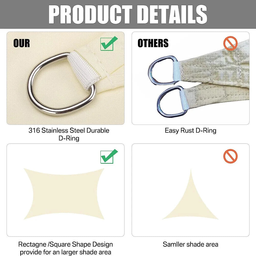 Waterproof Shade Sail Sun Canopy Cover T973998